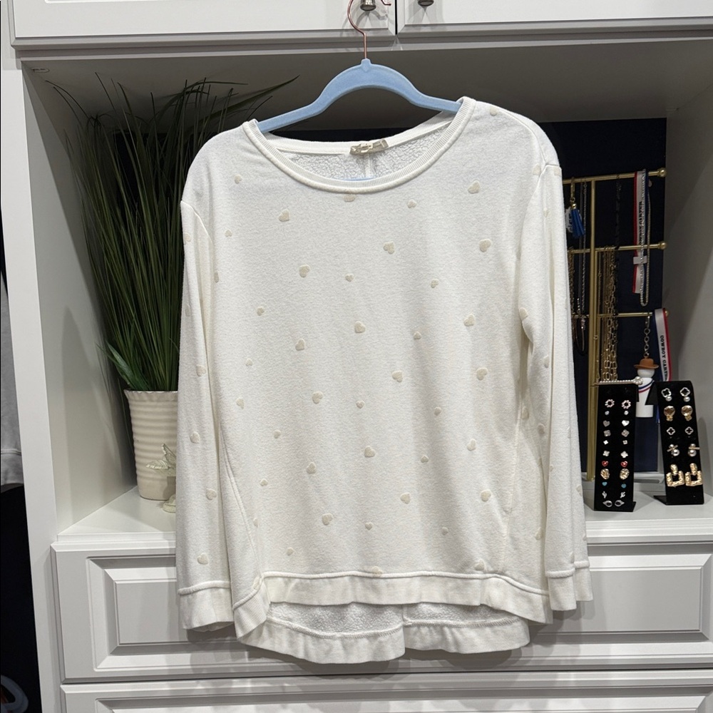 Jane and Delancey White Heart Pattern Sweatshirt